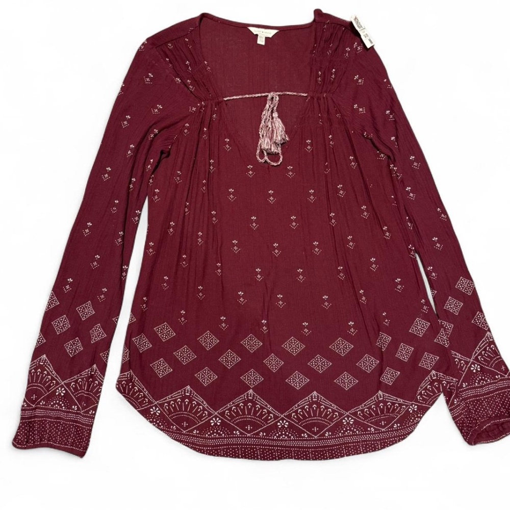 Lucky Brand Maroon Boho Blouse